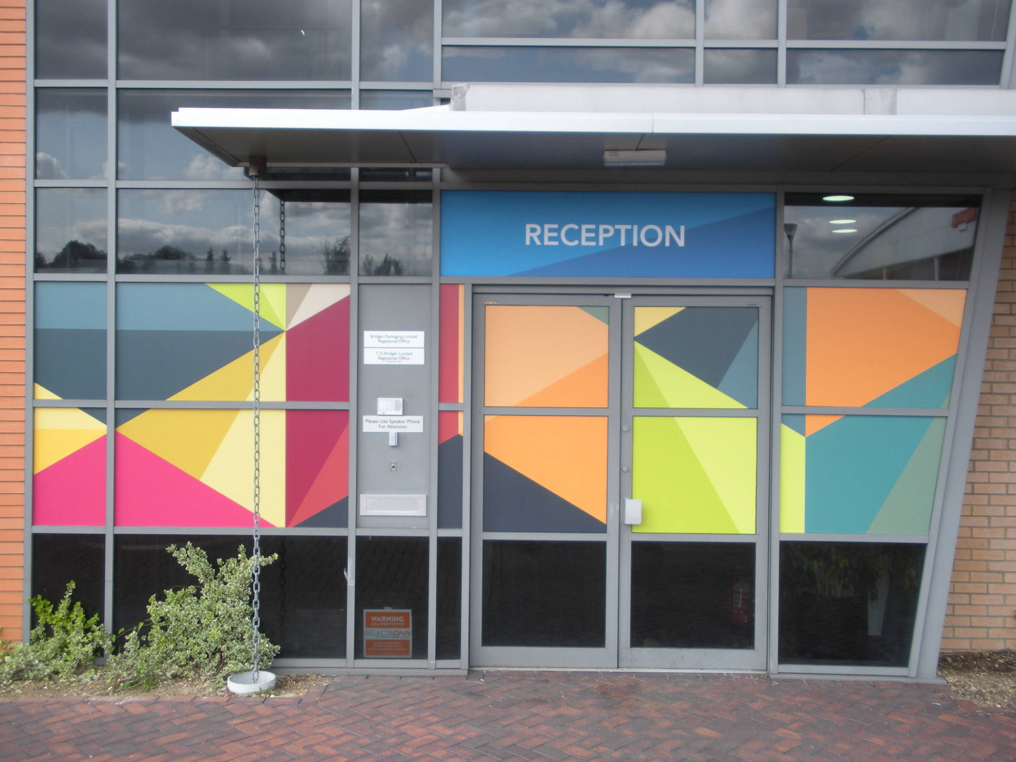 office reception window print and signage