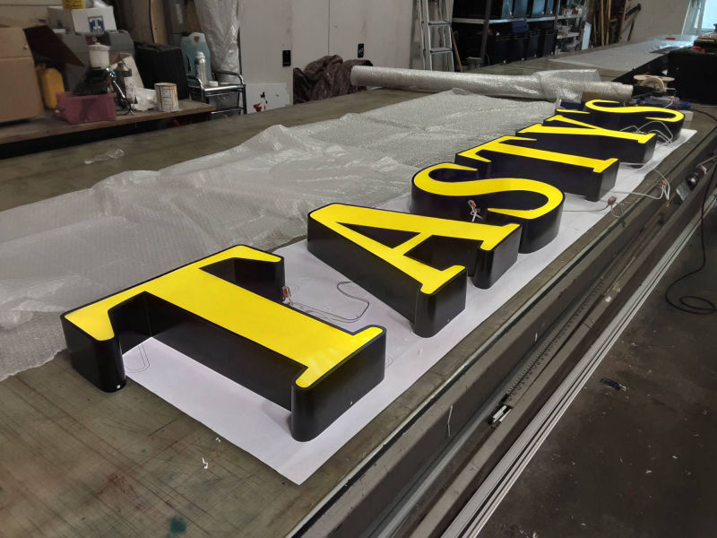 illuminated restaurant signage