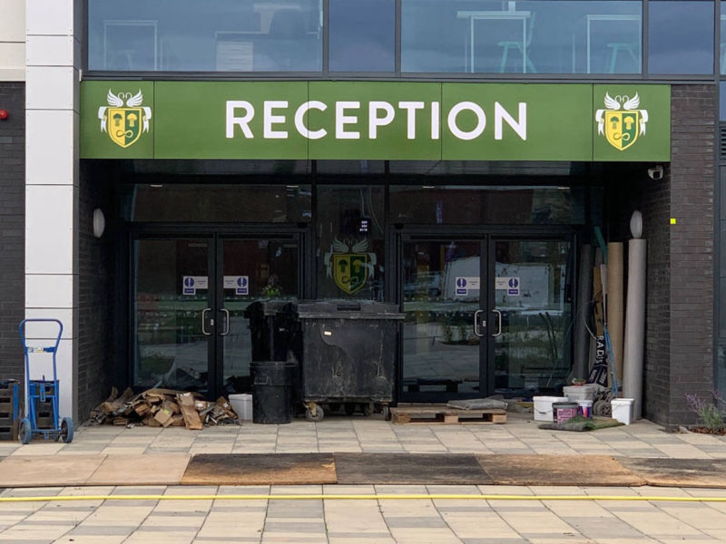 reception school exterior signage