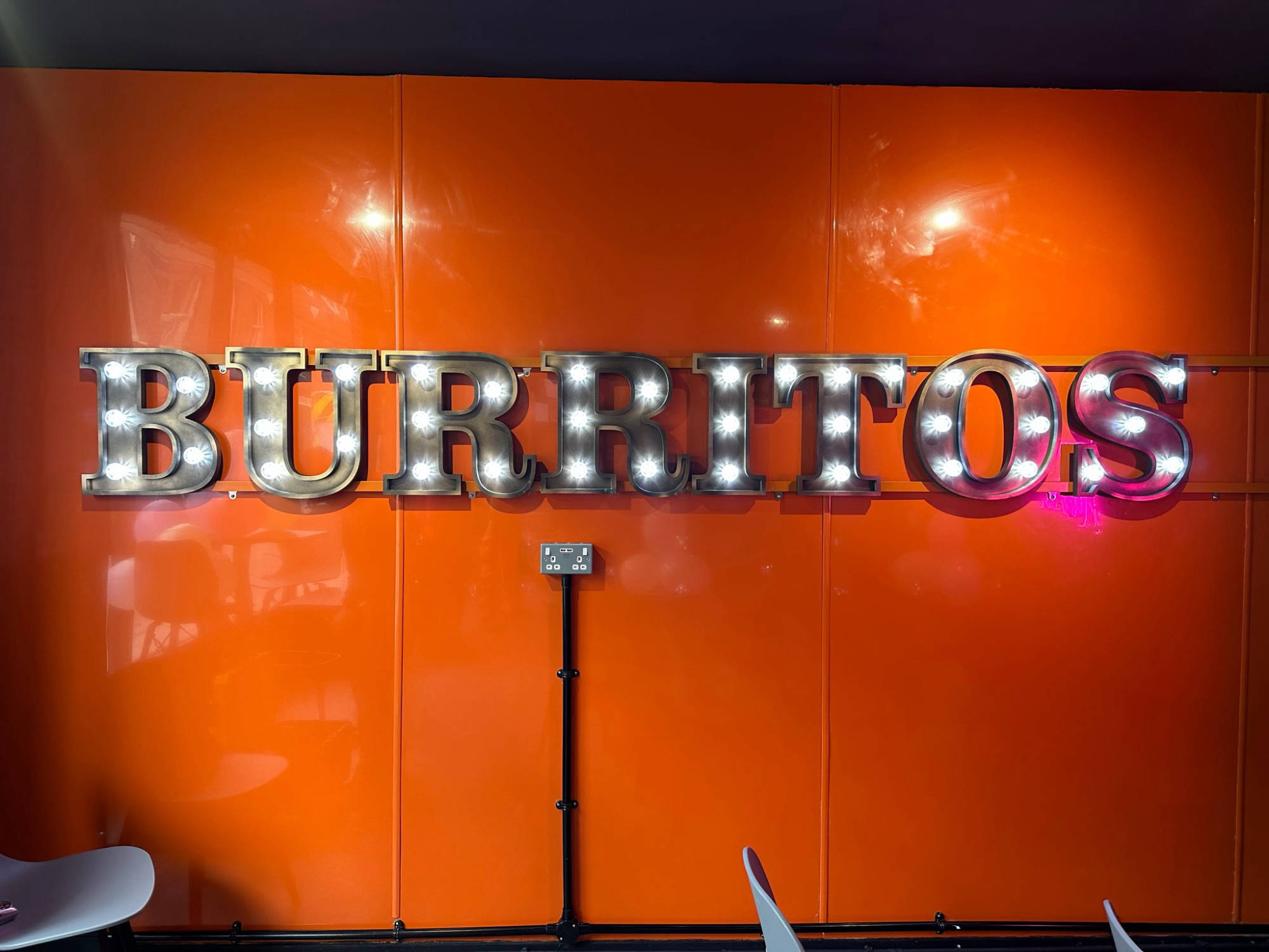 illuminated burrito signage